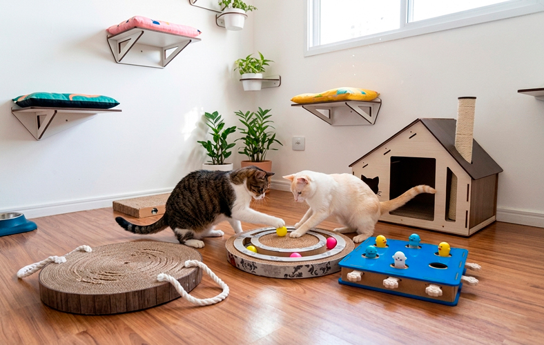 gatos jugando